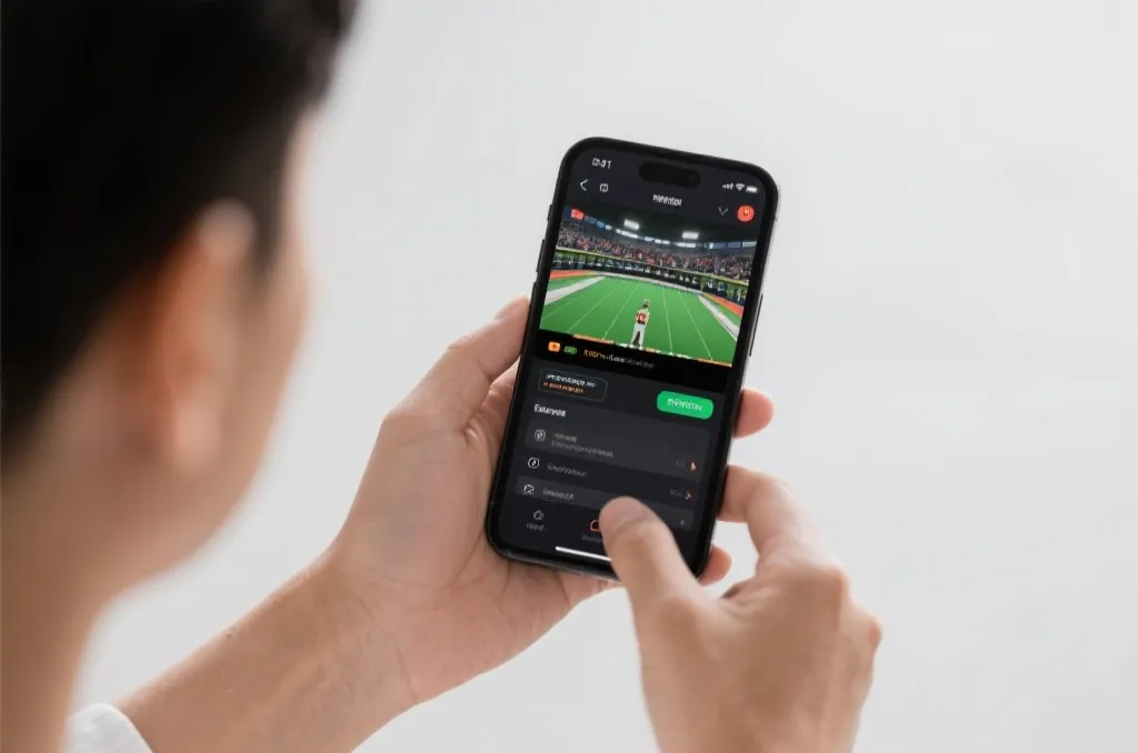 用户在手机上查看直播与投注界面的场景